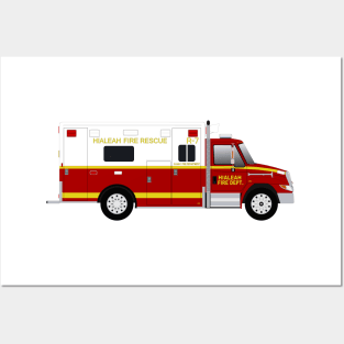 Hialeah Fl. Fire Rescue Ambulance Posters and Art